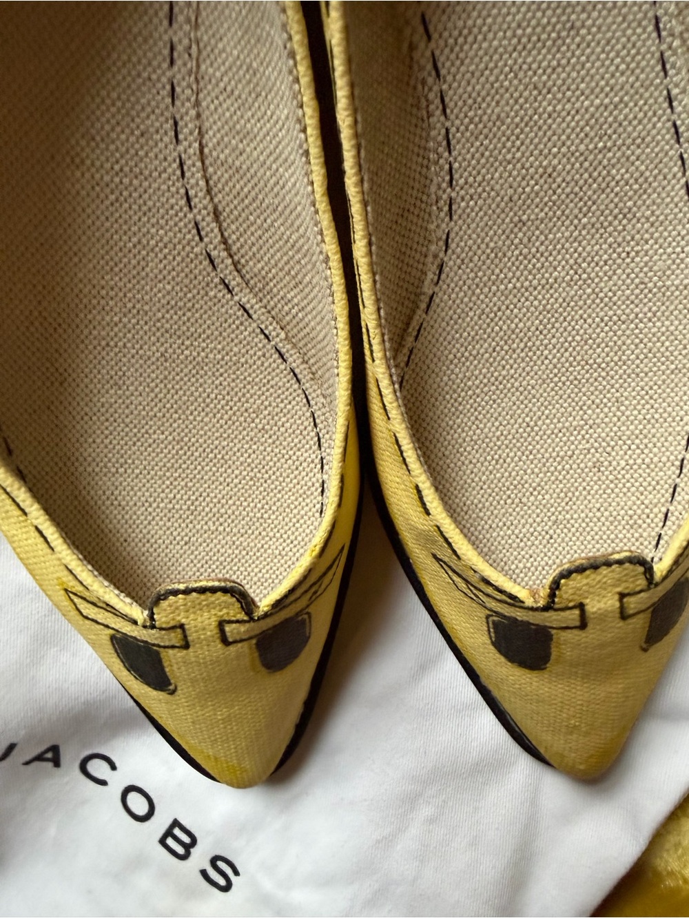 Marc Jacobs Yellow Pointed Toe Flats with Black Trim - Picture 5 of 5